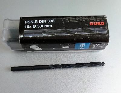 RUKO - Terrax sada vrtáků HSS-R DIN 338, průměr 3,0mm, 10 kusů