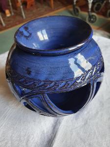 Aroma-lampa dvoudílná, keramická, modře glazovaná