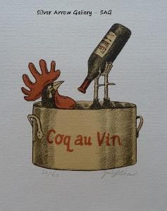 Jiří Slíva Kohout na víně - Coq au vin - litografie 