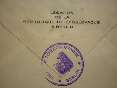 dopis reich  velvyslanectví ČSR BERLIN REICH -  VZÁCNÉ !!!!!!  RRR