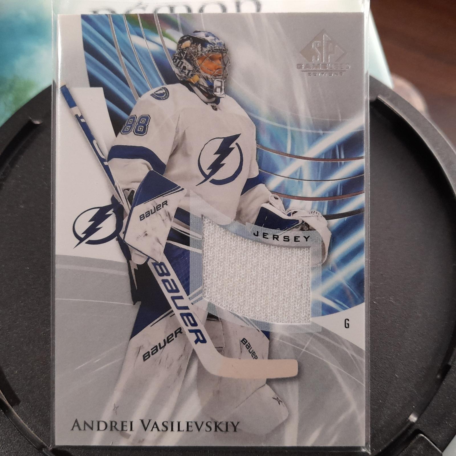 Andrei Vasilevskiy auto card Game Used Worn UD Game Jersey