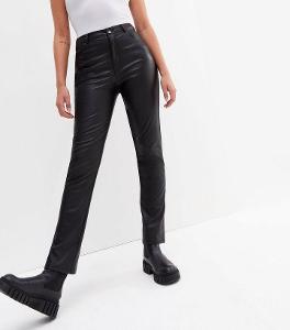 Tall Black Leather-Look Trousers