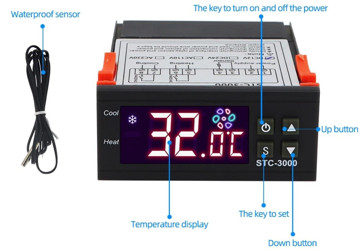 Digitální termostat KETOTEC-3000 - 2 okruhy sam.  -55°C~99°C, 12V AC - Stavebniny
