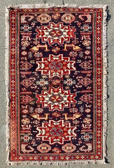 Vlněný koberec s kavkazským vzorem, ručně vázaný, 81x132 cm - Zařízení pro dům a zahradu