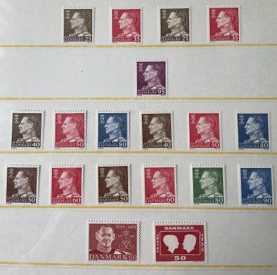 Dánsko 1963/67 Mi.411-412x,y,416,428-30,457-460** král Frederik IX.