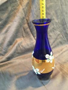 Váza kobaltová Bohemia, 24 cm
