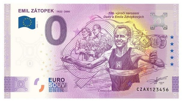 0 Euro Souvenir bankovka EMIL ZÁTOPOK - Zberateľstvo