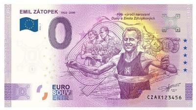 0 Euro Souvenir bankovka EMIL ZÁTOPEK