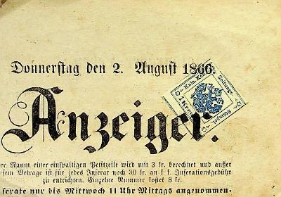 Ústřižek novinová známka 1866 RU