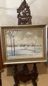 St. obraz - zimní krajina, olej na plátně č:1723