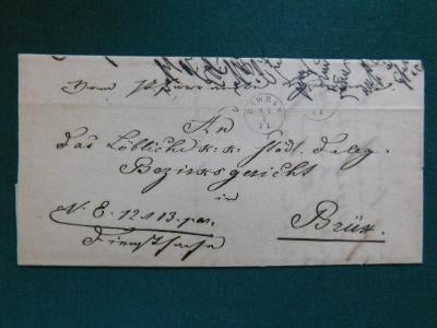 1871 - Rakousko-Uhersko - Skládaný dopis (obal) ex offo z Havraň -Most