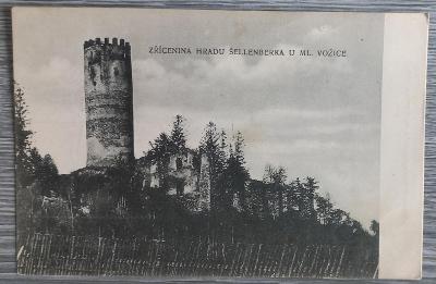 Pohled zřícenina hradu Sellenberg - Mladá Vožice 1913