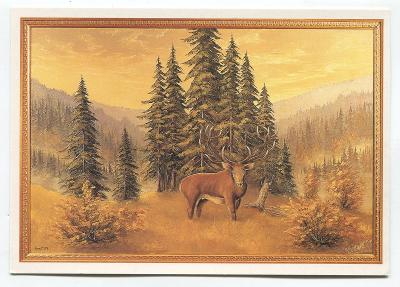 K. FOREJT: PODZIM, obraz jelen v říji, malířství, zvířata, myslivost