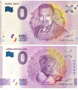 0 euro bankovky Gott+Bohdalová(nízká čísla začínající 300
