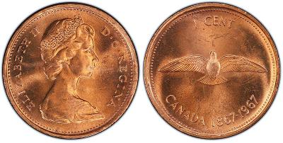 Mince královna Alžběta II. Kanadský výroční cent rok 1867 - 1967