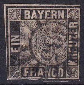 Bayern č.1 Bavorská1 (Mi. 3500 Euro) ztenčená,raz (viz.obrázky a popis