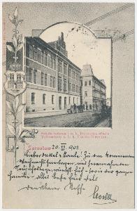 Polsko, Jaroslaw, Szkoła ludowa i c. k. Dyrekcya skarb, cca 1903