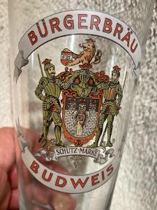 VZÁCNÝ KUS - velký pohár na pivo z pivovaru BUDWEIS - České Budějovice