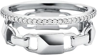 MICHAEL KORS Moderní dvojitý stříbrný prsten MKC1025AN040 - 47 mm NOVÝ