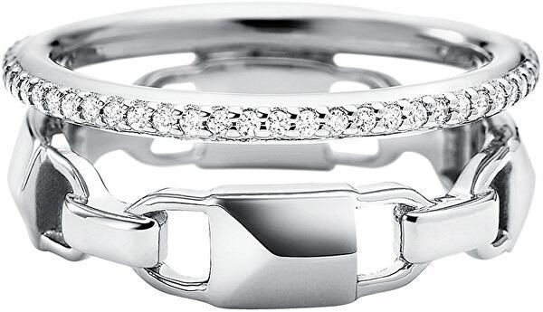 Moderní dvojitý stříbrný prsten MKC1025AN040 - 49 mm průměr - Šperky
