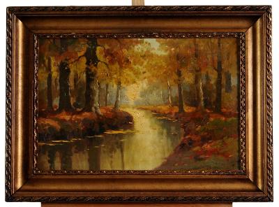 Lesní řeka - Krásný obraz v krásném rámu - Signovaná olejomalba !!!