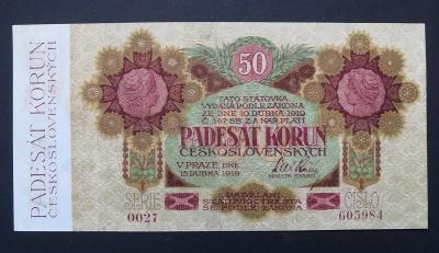 50 korun 1919,serie 0027,vzacna bankovka R !!