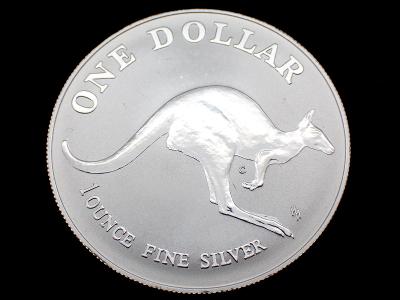 Stříbrná investiční mince 1OZ- Australský klokan 1993