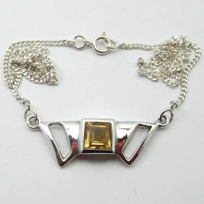 /SJ20-1/ Stříbrný náhrdelník citrín moderní   