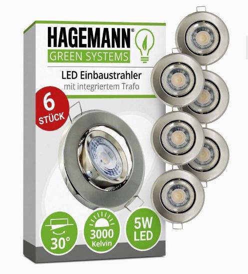HAGEMANN 6 x LED zapuštěné bodové světlo - Zařízení pro dům a zahradu