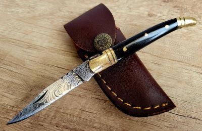 🔴kapesní Damaškový nůž typu Laguiole 16cm ručně vyrobeno buffalo horn