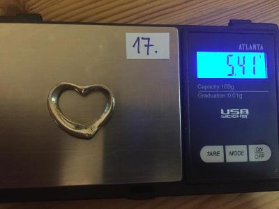 stříbrný přívěsek Srdce AG 925 punc, 2,5 cm, cca 5,4 gr