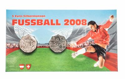 ✅sada stříbrných mincí 5 euro Rakousko - Mistrovství Evropy ve fotbale