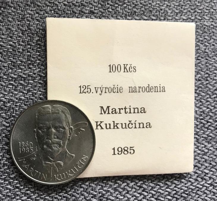 Vzácná Stříbrná Mince 100 Kčs 1985 Martin Kukučínperfektní Stav Aukro