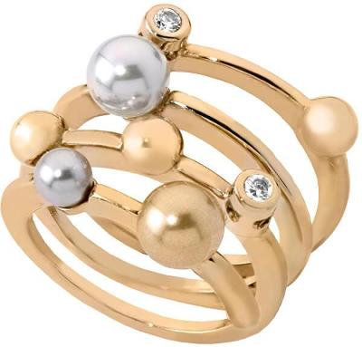 Majorica. Spirálový pozlacený prsten s perlami. Obvod 53 mm