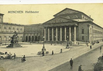 Mnichov, München, Německo, divadlo, lidé, auto, 1914