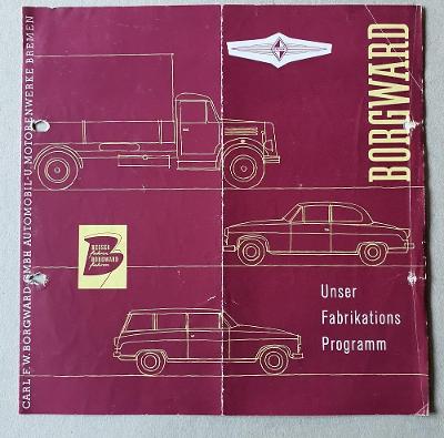 BORGWARD osobní a nákladní vozy tovární prospekt (cca 1950) veterán