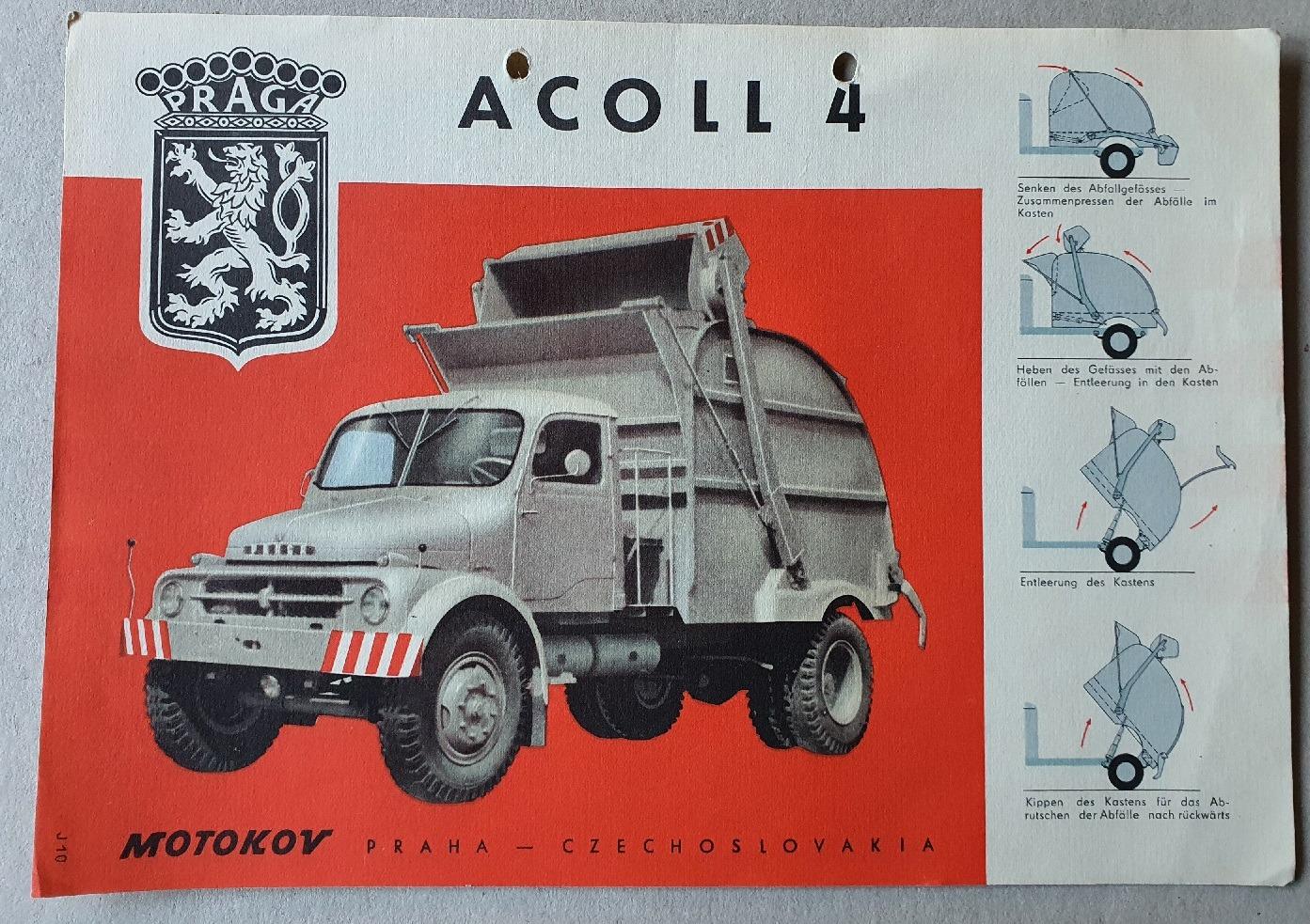 PRAGA S5T ACOLL 4 MOTOKOV nákladní automobil prospekt veterán - Motoristická literatura