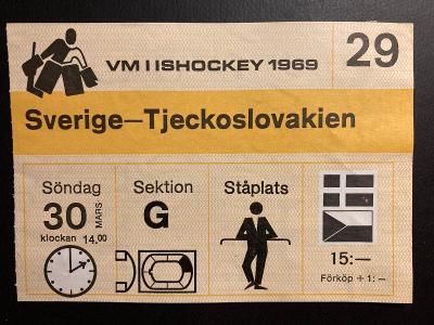 Mistrovství světa 1969 a 1970 - vstupenka, pohlednice a hokejka 
