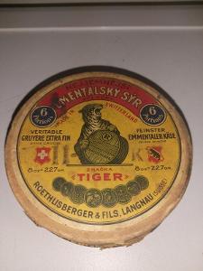 Stará reklamní krabička od sýru ementál 