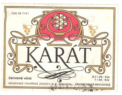 Stará etiketa od vína Karát
