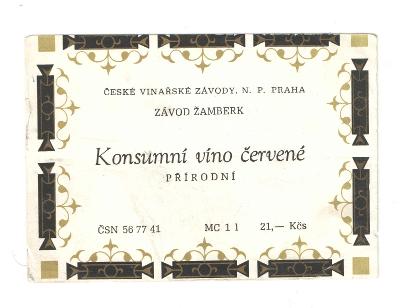 Stará etiketa od vína Žamberk