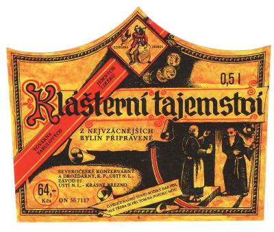 Stará etiketa od likéru KB likér klášterní