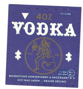 Stará etiketa od likéru KB likér vodka