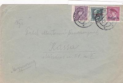 Slovensko, Zvolen 1.6.1939, smíšená, přetisky-Košice, maďar. zábor, s 
