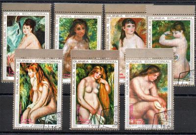 Rovníková Guinea 13 - Umění: sada 7 známek  - Renoir akty