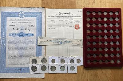 Sbírka mincí RU – každá mince jiná, od roku 1786 plus dobové dokumenty
