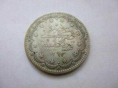 20 Kurush 1877, Turecko, stříbro, Ag