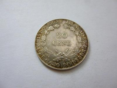 20 Cent 1937, Francouzská Indočína, stříbro, Ag