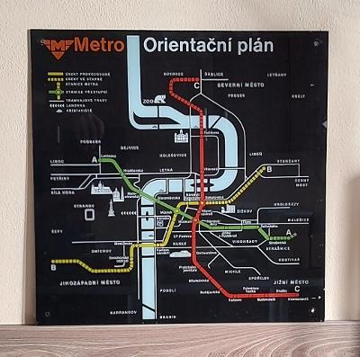 MHD - Stará retro cedule - plánek pražského metra - od roku 1985!!!
