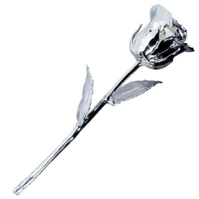 1 Postříbřená růže - VĚČNÁ LÁSKA - 16 CM 